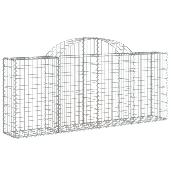 vidaXL Arched Gabion Basket 200x30x80/100 cm Galvanised Iron - Image 2
