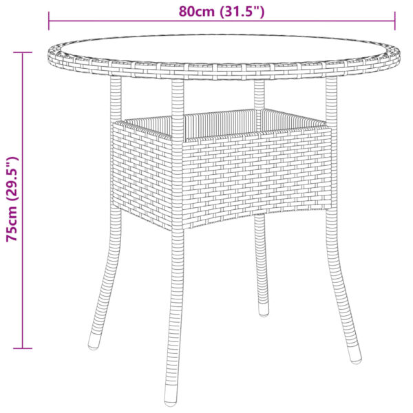vidaXL 3 Piece Garden Bistro Set Poly Rattan Black - Image 9