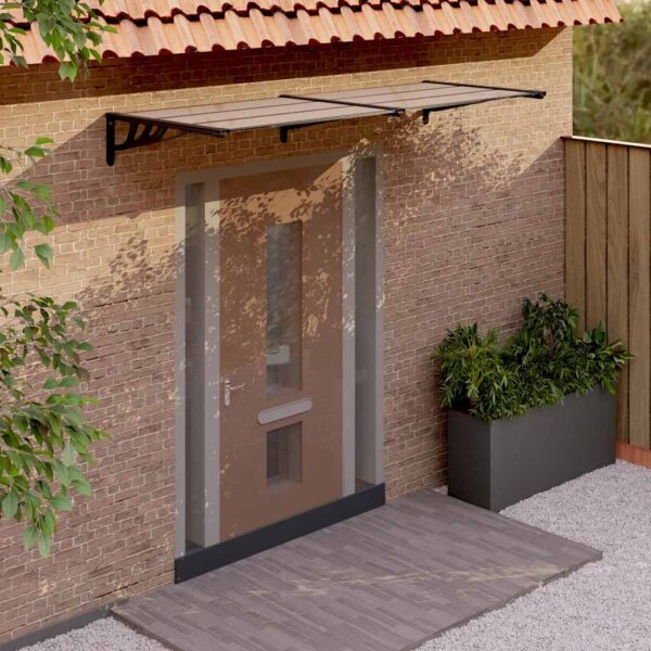 vidaXL Door Canopy Black 239x90 cm Polycarbonate - Image 1