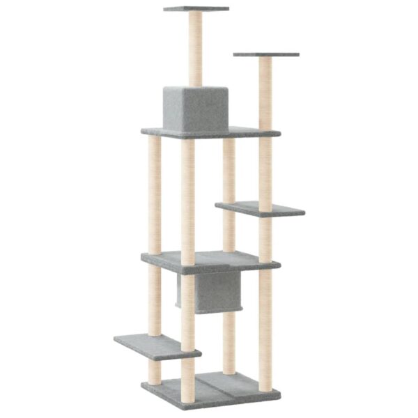 vidaXL Cat Tree with Sisal Scratching Posts Light Grey 176 cm - Image 5