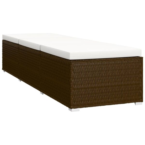 vidaXL 3 Piece Garden Sun Loungers with Tea Table Poly Rattan Brown - Image 5