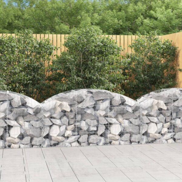 vidaXL Arched Gabion Basket 150x50x60/80 cm Galvanised Iron - Image 1