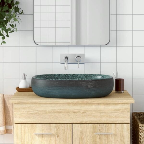 vidaXL Countertop Basin Turquoise Oval 59x40x14 cm Ceramic - Image 1