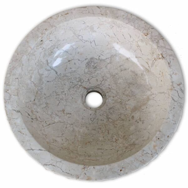 vidaXL Basin Marble 40 cm Cream - Image 4