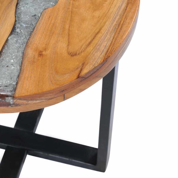vidaXL Coffee Table 40x45 cm Solid Teak Wood and Polyresin - Image 13