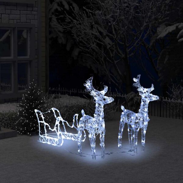 vidaXL Reindeers & Sleigh Christmas Decoration 160 LEDs 130 cm Acrylic - Image 1