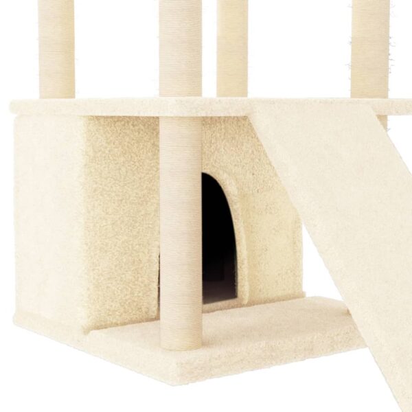 vidaXL Cat Tree with Sisal Scratching Posts Cream 133 cm - Image 7