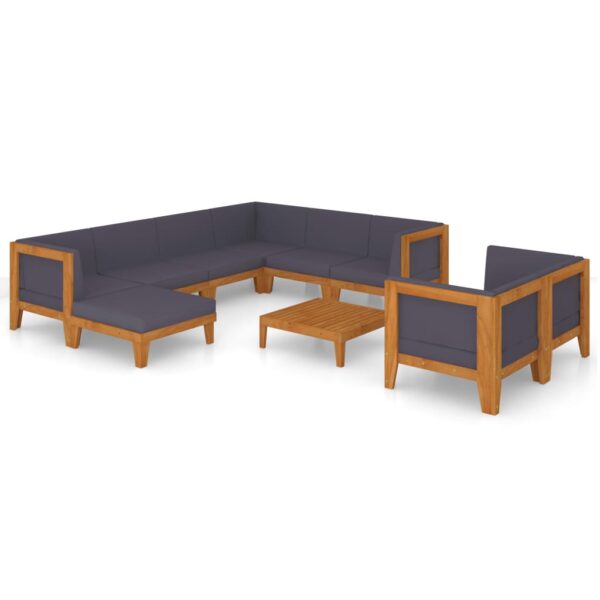 vidaXL 10 Piece Garden Lounge Set with Cushions Solid Acacia Wood - Image 2