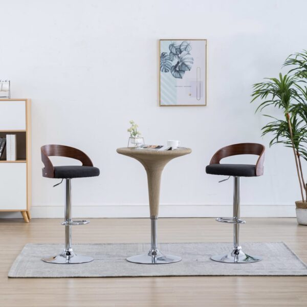 vidaXL Bar Stools 2 pcs Dark Grey Fabric and Bentwood - Image 1