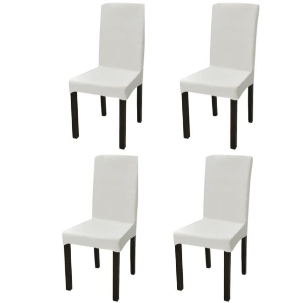 vidaXL Straight Stretchable Chair Cover 4 pcs Cream - Image 1