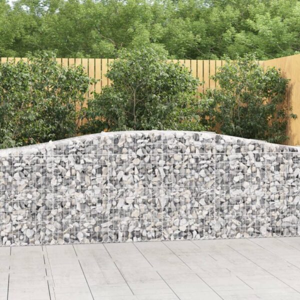 vidaXL Arched Gabion Basket 400x50x80/100 cm Galvanised Iron - Image 1