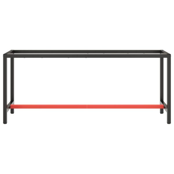 vidaXL Work Bench Frame Matte Black and Matte Red 190x50x79 cm Metal - Image 3
