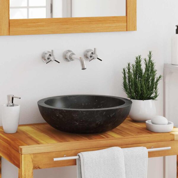 vidaXL Sink 40x12 cm Marble Black - Image 1