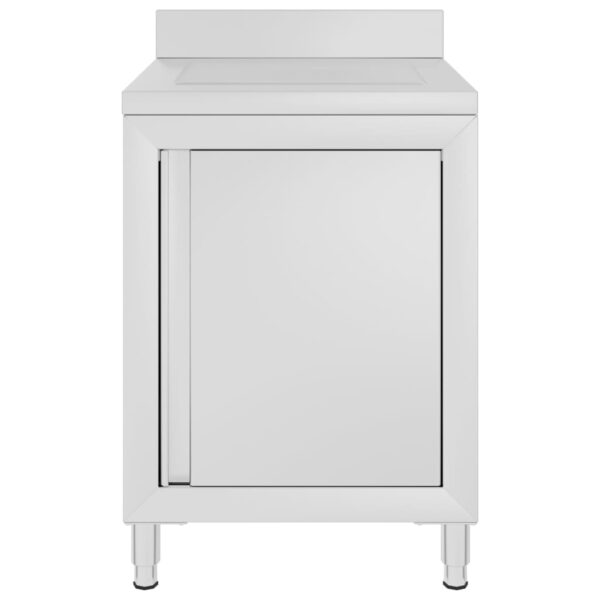 vidaXL Commercial Kitchen Cabinet with Drainboard Stainless Steel - Image 2