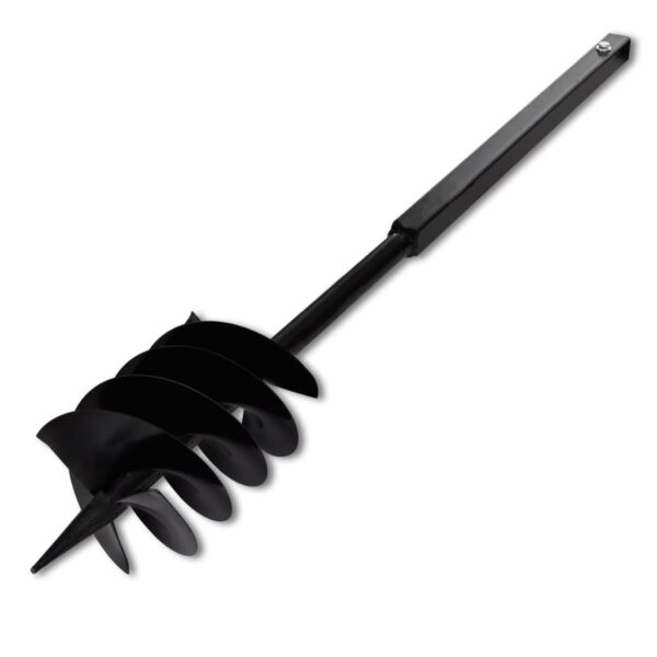 vidaXL Ground Drill with Handle Auger Bit 180mm 3 Spirals Steel Black - Image 4