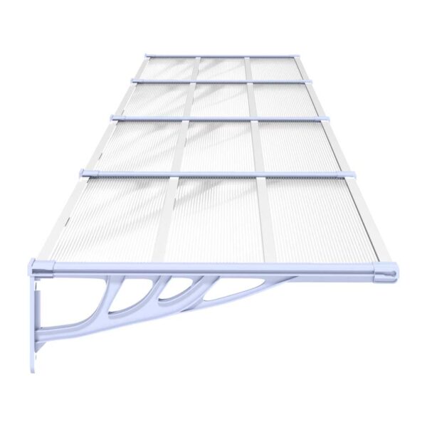 vidaXL Door Canopy Grey and Transparent 396x90 cm Polycarbonate - Image 4