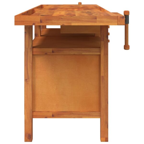 vidaXL Workbench with Drawers and Vices 192x62x83 cm Solid Wood Acacia - Image 5