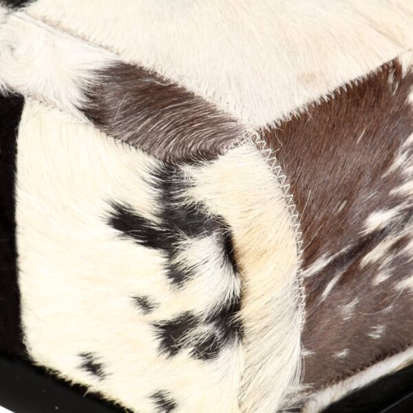 vidaXL Bench 110 cm Black Patchwork Genuine Goat Leather - Image 3