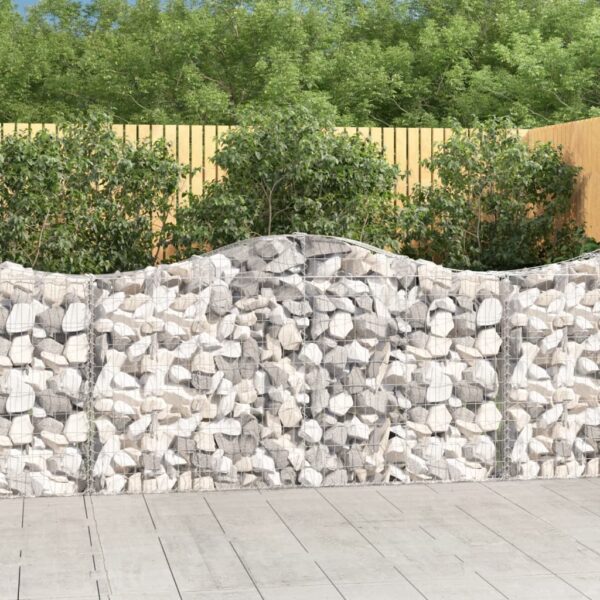 vidaXL Arched Gabion Basket 200x30x100/120 cm Galvanised Iron - Image 1