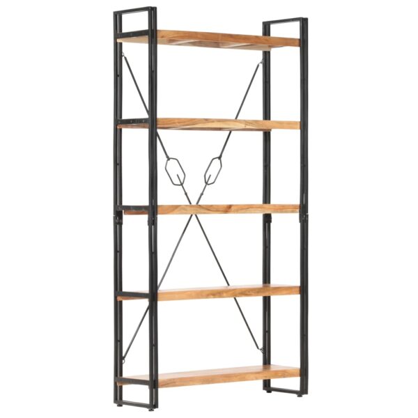 vidaXL 5-Tier Bookcase 90x30x180 cm Solid Acacia Wood - Image 11