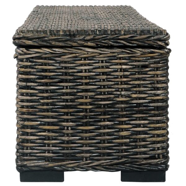 vidaXL Storage Box 120 cm Black Kubu Rattan and Solid Mango Wood - Image 4