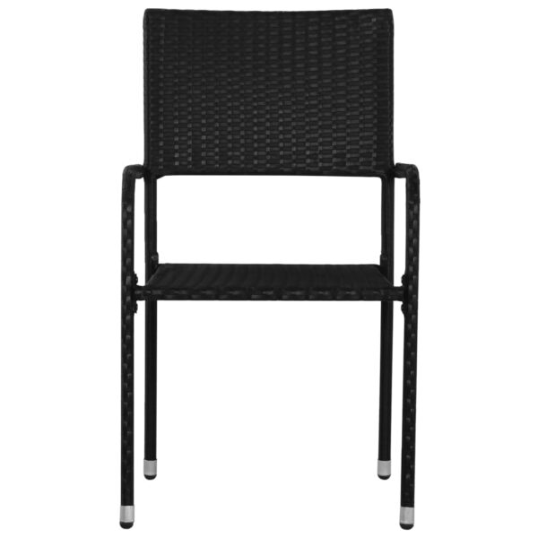 vidaXL 3 Piece Garden Dining Set Poly Rattan Black - Image 5