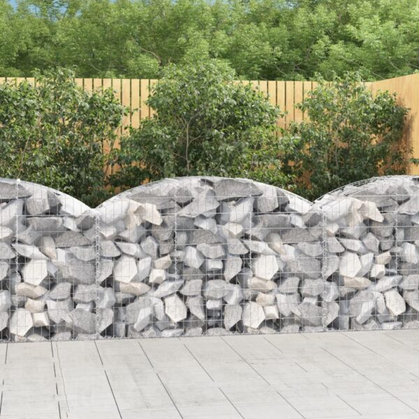 vidaXL Arched Gabion Basket 150x50x80/100 cm Galvanised Iron - Image 1