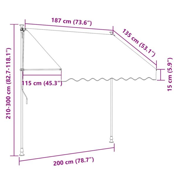 vidaXL Manual Retractable Awning 200 cm Anthracite - Image 8
