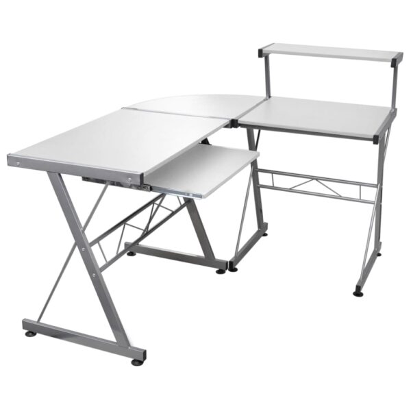 vidaXL Corner Computer Desk White 132x112x99 cm Engineered Wood - Image 1