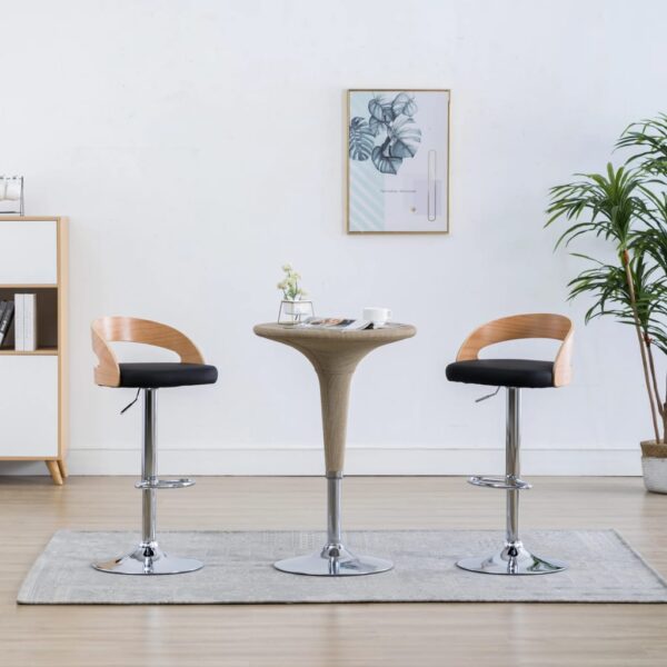 vidaXL Bar Stools 2 pcs Black Faux Leather and Bentwood - Image 1