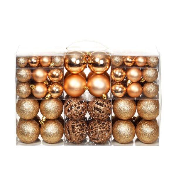 vidaXL 100 Piece Christmas Ball Set 3/4/6 cm Rose/Gold - Image 1