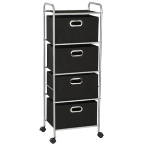 vidaXL Shelving Unit with 4 Storage Boxes Steel and Non-woven Fabric