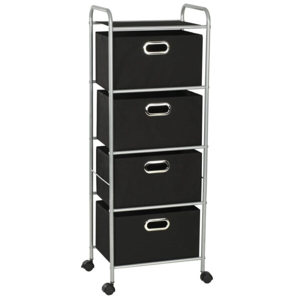 vidaXL Shelving Unit with 4 Storage Boxes Steel and Non-woven Fabric - Image 1