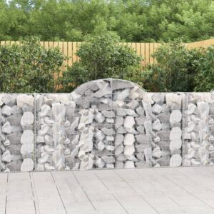 vidaXL Arched Gabion Basket 200x30x100/120 cm Galvanised Iron