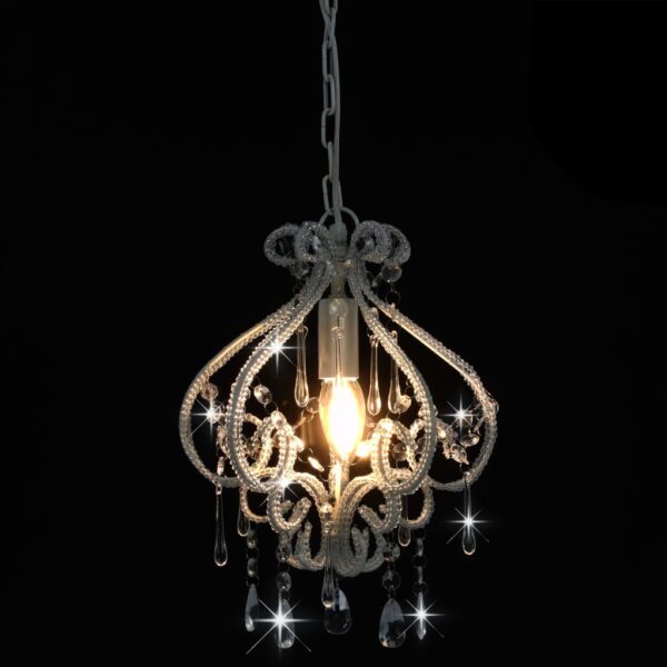 vidaXL Ceiling Lamp with Beads White Round E14 - Image 4