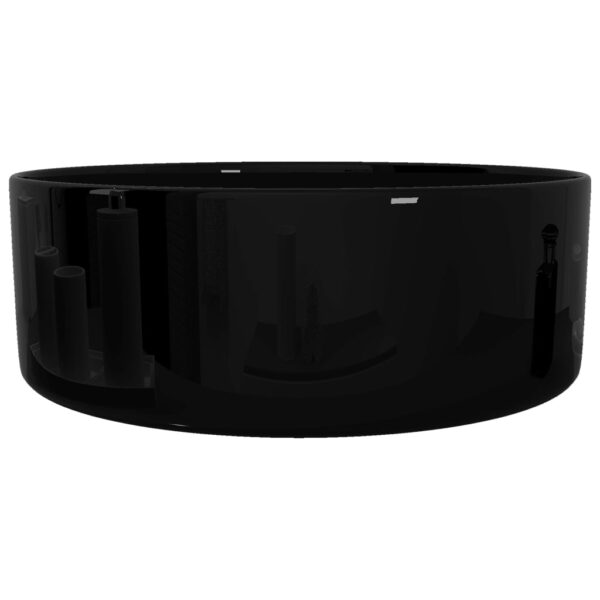 vidaXL Basin Ceramic Round Black 40x15 cm - Image 5