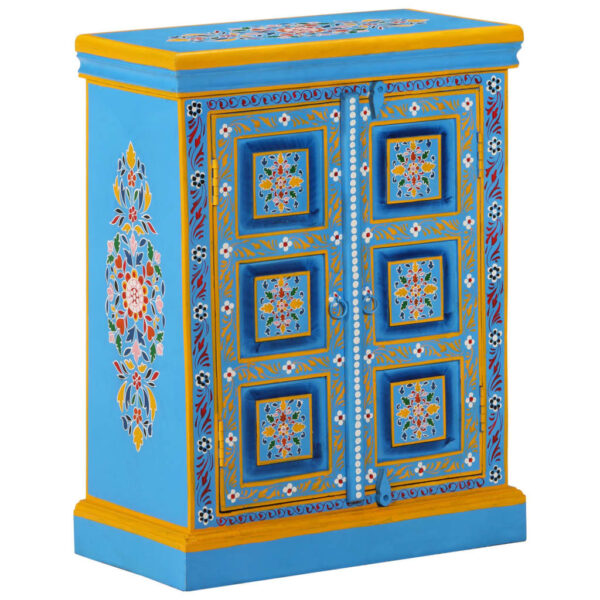 vidaXL Sideboard Solid Mango Wood Turquoise Hand Painted - Image 12