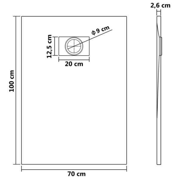 vidaXL Shower Base Tray SMC Black 100x70 cm - Image 6