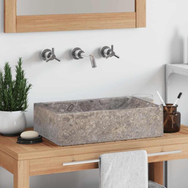 vidaXL Sink 45x30x12 cm Marble High Gloss Grey - Image 1