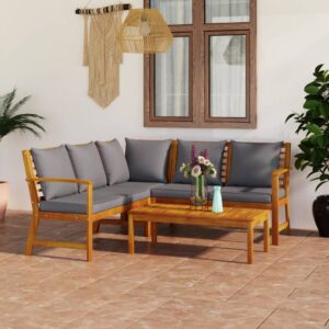 vidaXL 4 Piece Garden Lounge Set with Cushion Solid Acacia Wood