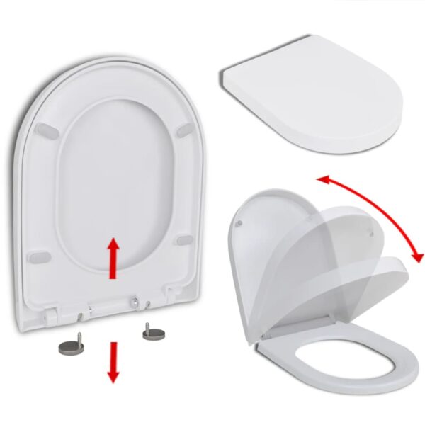 vidaXL Soft-close Toilet Seat with Quick-release Design White Square - Image 1