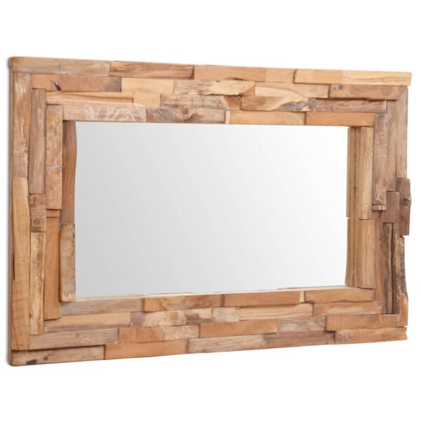 vidaXL Decorative Mirror Teak 90x60 cm Rectangular - Image 3