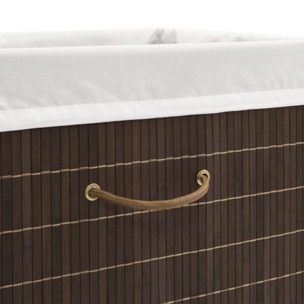 vidaXL Bamboo Laundry Bin Rectangular Dark Brown - Image 5