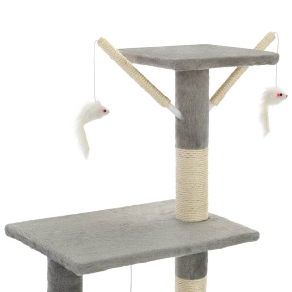 vidaXL Cat Tree with Sisal Scratching Posts 138 cm Grey - Image 6