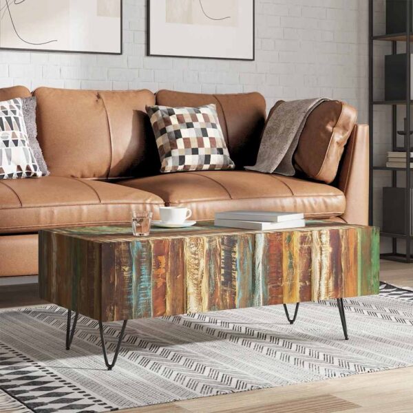 vidaXL Coffee Table Solid Reclaimed Wood 100x50x38 cm - Image 1