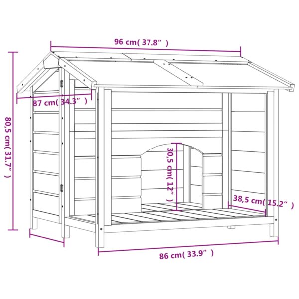 vidaXL Dog Kennel Grey 96x87x80.5 cm Solid Wood Pine - Image 7