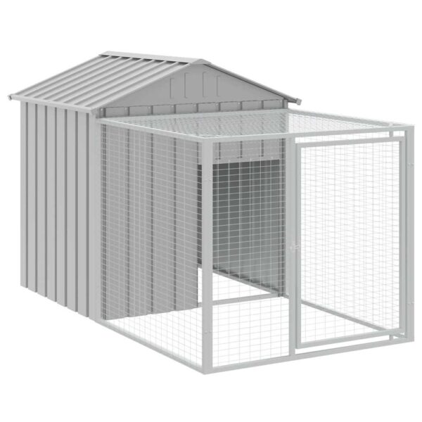 vidaXL Chicken Cage with Run Light Grey 117x201x123 cm Galvanised Steel - Image 2