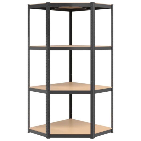 vidaXL 4-Layer Corner Shelf Anthracite Steel and Engineered Wood - Image 4