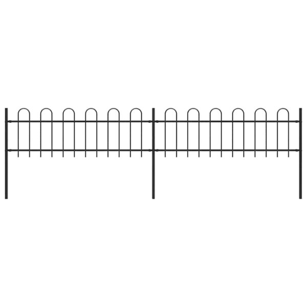 vidaXL Garden Fence with Hoop Top Steel 359x60 cm Black - Image 1