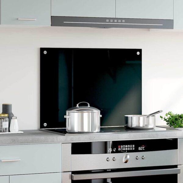 vidaXL Kitchen Backsplash Black 70x50 cm Tempered Glass - Image 3